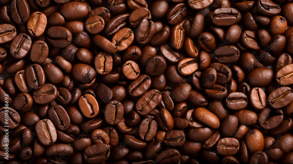 Fototapeta premium コーヒー豆でいっぱいの背景GenerativeAI