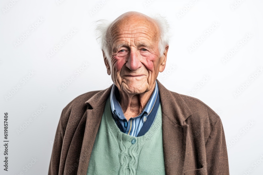 Portrait of an elderly man on a white background. Studio shot. Portrait of an elderly man on a white background. Studio shot.