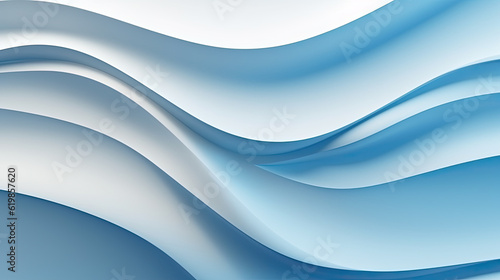 Abstract blue white background with soft shaped wavys on the wall, AI generated image
