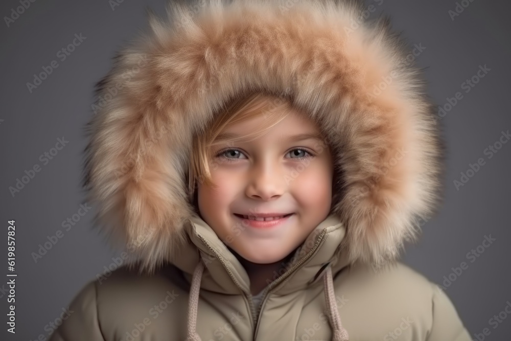 Portrait of a cute little girl in a warm winter jacket. Portrait of a cute little girl in a warm winter jacket.