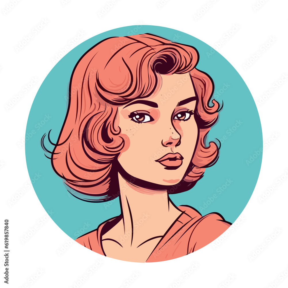 Cute cartoon female with curly brown hair Cute cartoon female with curly brown hair