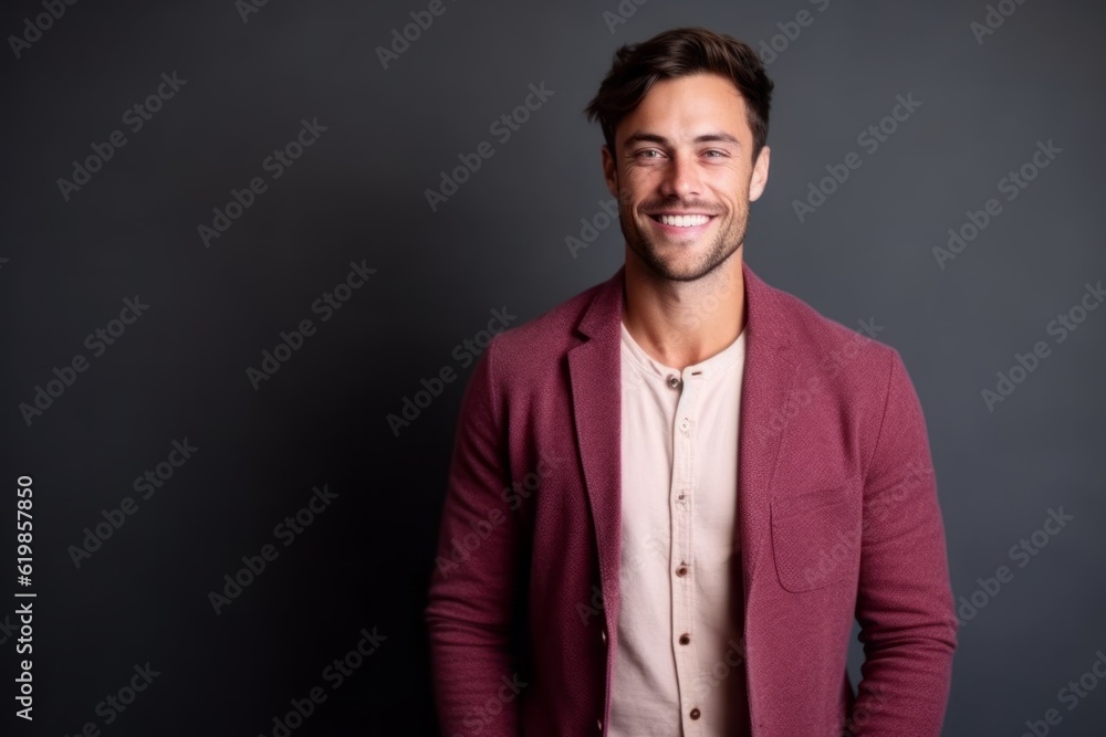 Portrait of a handsome young man smiling and looking at the camera Portrait of a handsome young man smiling and looking at the camera