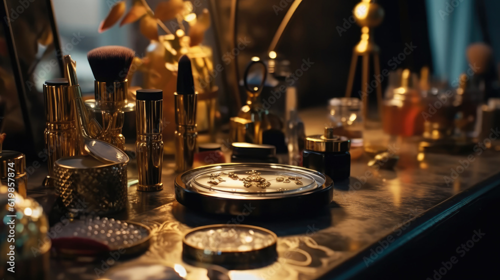 Luxury cosmetics on the table