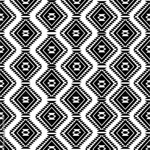 ethnic black and white seamless pattern