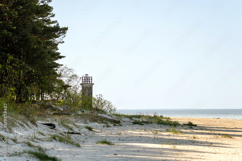 The old fishermen's lighthouse on Ragaciema beach, built in 1875, destroyed during the war
