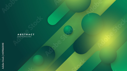 Grren color geomerict pattern on banner with shadow. Abstract yellow geometric background with copy space.