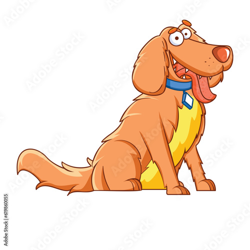 Vector Cartoon Golden Retriever DogCharacter isolated illustration