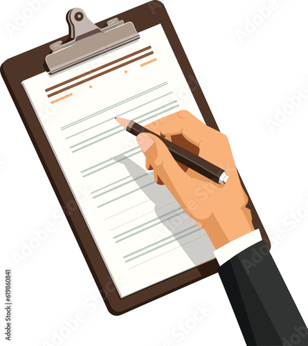 Hand hold pencil on clipboard illustration Vector 
