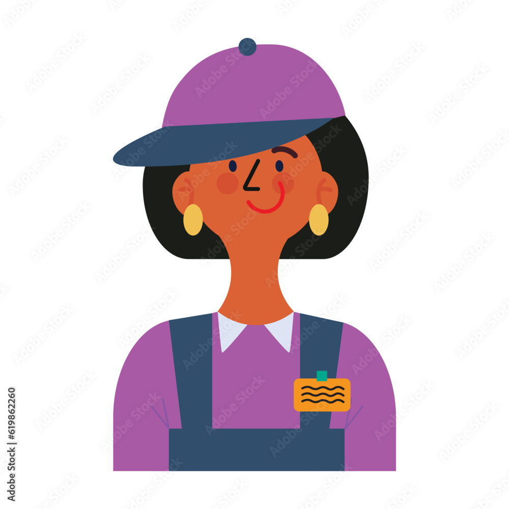 Fast food worker, cartoon flat character. Female cashier in uniform, vector illustration