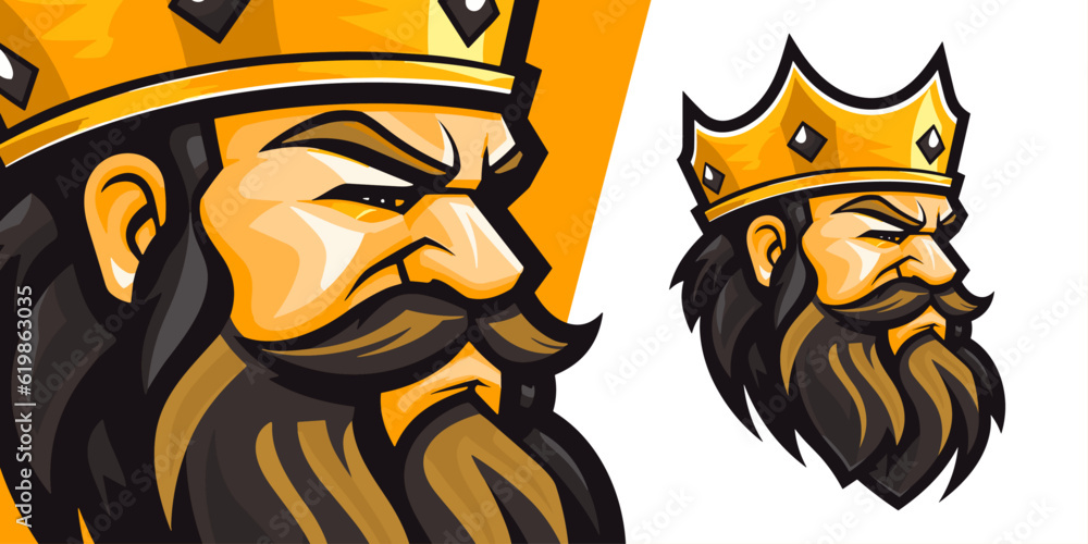 Game of Kings: Fat Crowned Monarch Logo for E-Sport Teams - Vector Graphic Mascot