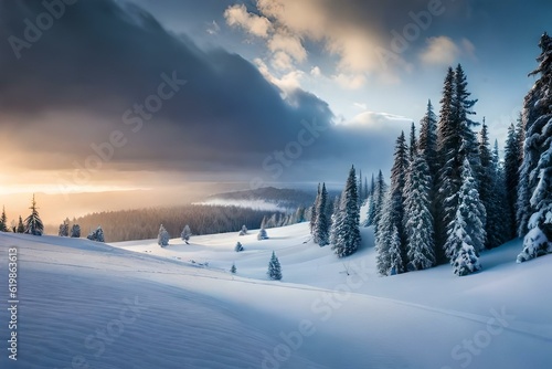 ski resort in the winter generated by AI technology  © Joun