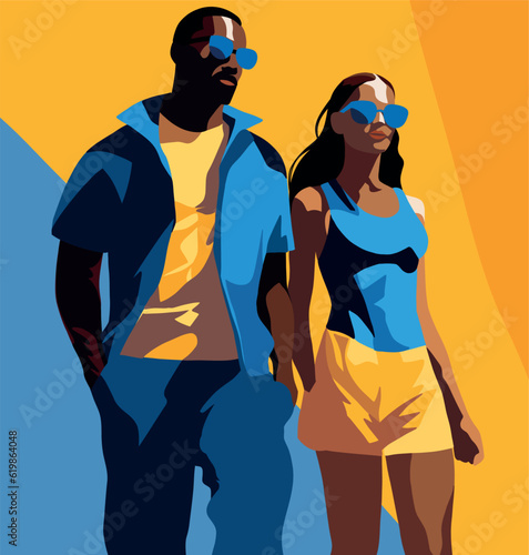 Vector illustration advertising poster man and woman sportswoman athlete woman man in sportswear advertising cover sports sportswear flat style