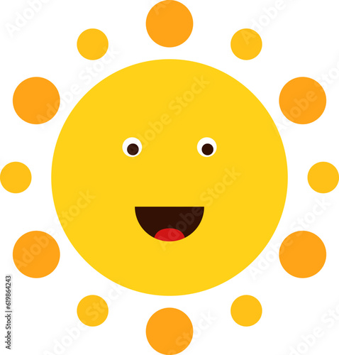 Happy sun. Stylized character with wide open mouth