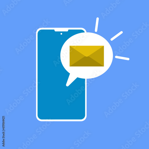 Incoming message notification on a smartphone vector illustration