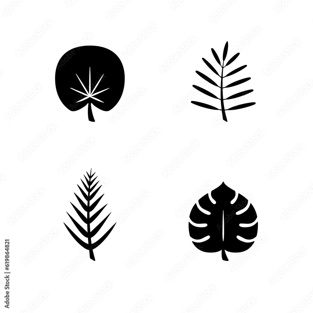 Tropical floral leaves glyph icon Tropical floral leaves glyph icon
