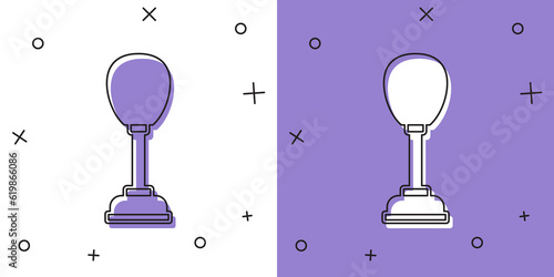 Set Punching bag icon isolated on white and purple background. Vector