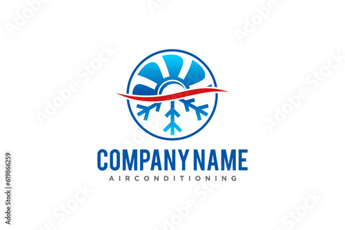 HVAC system logo design air conditioning ventilation  fan and snowflake icon symbol