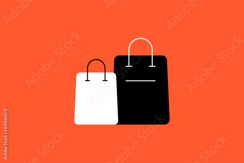 Vector shopping bags illustration in flat design style, geometric grocery shopping bags icon.