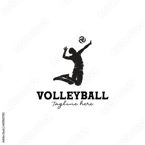 Volleyball Sport Silhouette Logo Designs Template 
