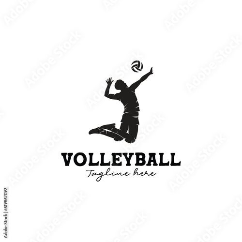 Volleyball Sport Silhouette Logo Designs Template	