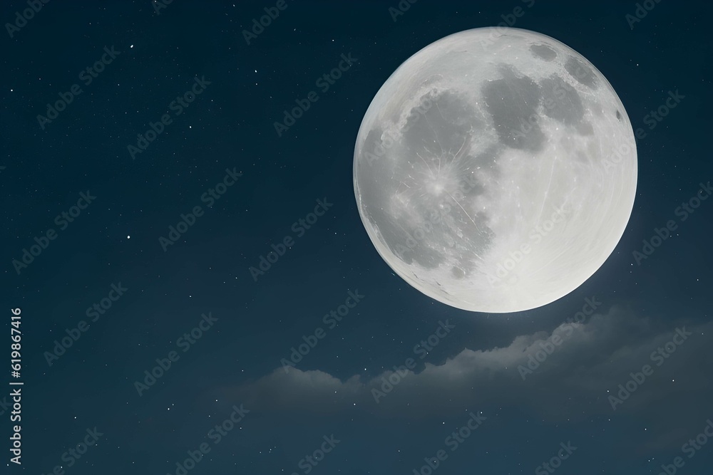 夜の星空に登る大きな満月