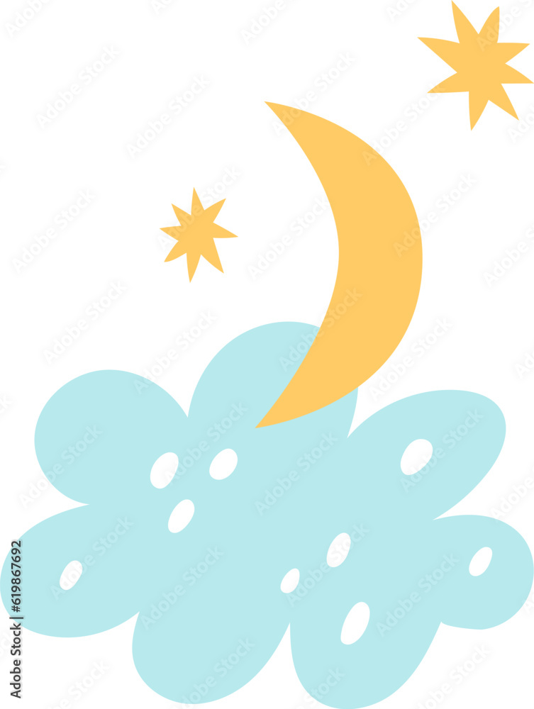 Moon crescent and cloud. Cute sweet dreams symbols Moon crescent and cloud. Cute sweet dreams symbols