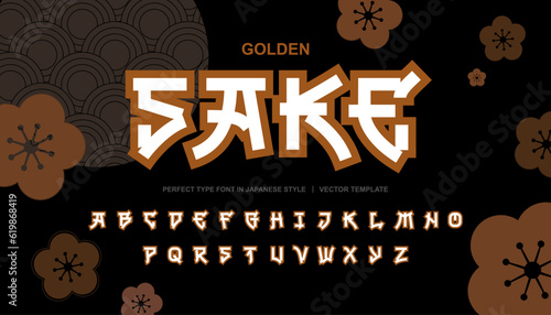 Canvas Print Sake - Japanese golden vector type font
