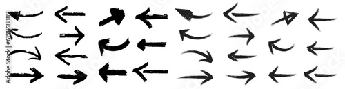 Isolated hand drawn arrows set on a white background.