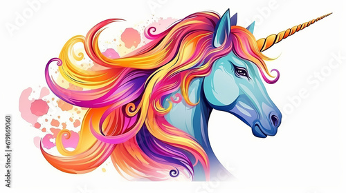 Unicorn colorful illustration isolated on white background