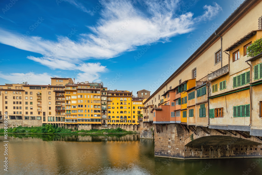 Florence Italy, city skyline at Ponte Vecchio Bridge and Arno River, Tuscany Italy