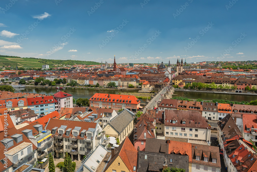 Wurzburg Germany, city skyline at Alte Old Main Bridge and Main River the Town on Romantic Road of Germany