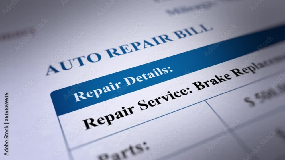 Animated Auto Repair Bill, Fictitious Data Created Exclusively for This Concept Footage
Animated Auto Repair Bill, Fictitious Data Created Exclusively for This Concept Footage