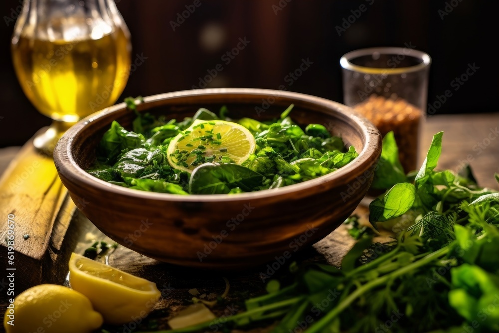 Ciceri e Tria served in a rustic bowl, garnished with fresh herbs Ciceri e Tria served in a rustic bowl, garnished with fresh herbs