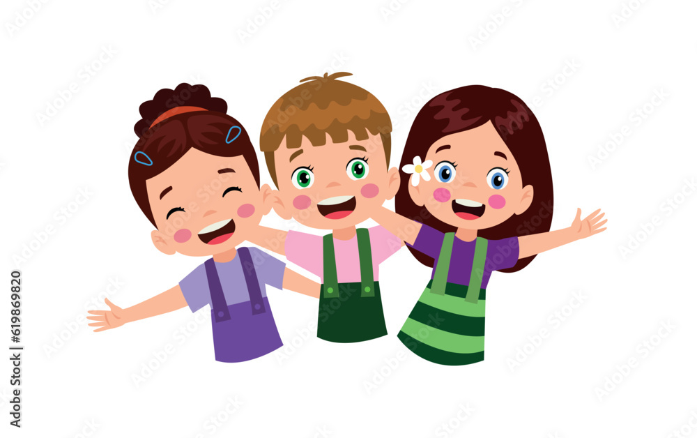 little kid hug best friend and feel happy little kid hug best friend and feel happy