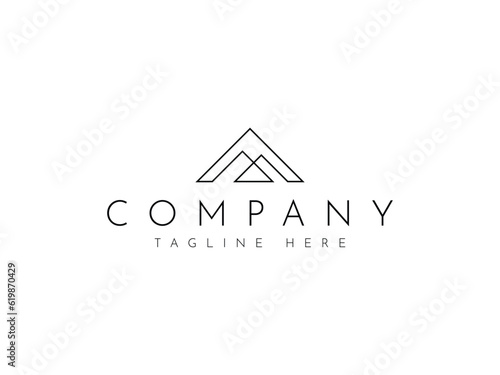 minimal mountain line logo design