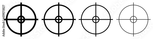 Focus black sight of different roughness weapon sight Marketing target arrow focus target icon target on white background