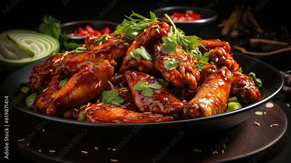 Chicken wings Traditional asian recipe Generative AI