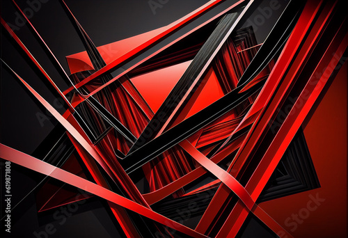 Wallpaper Mural Abstract image of intersecting black and red lines. AI Generated Torontodigital.ca