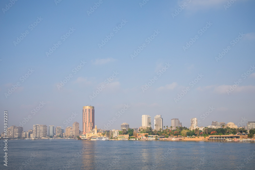 Beautiful view of the buildings on the waterfront in Cairo, Egypt