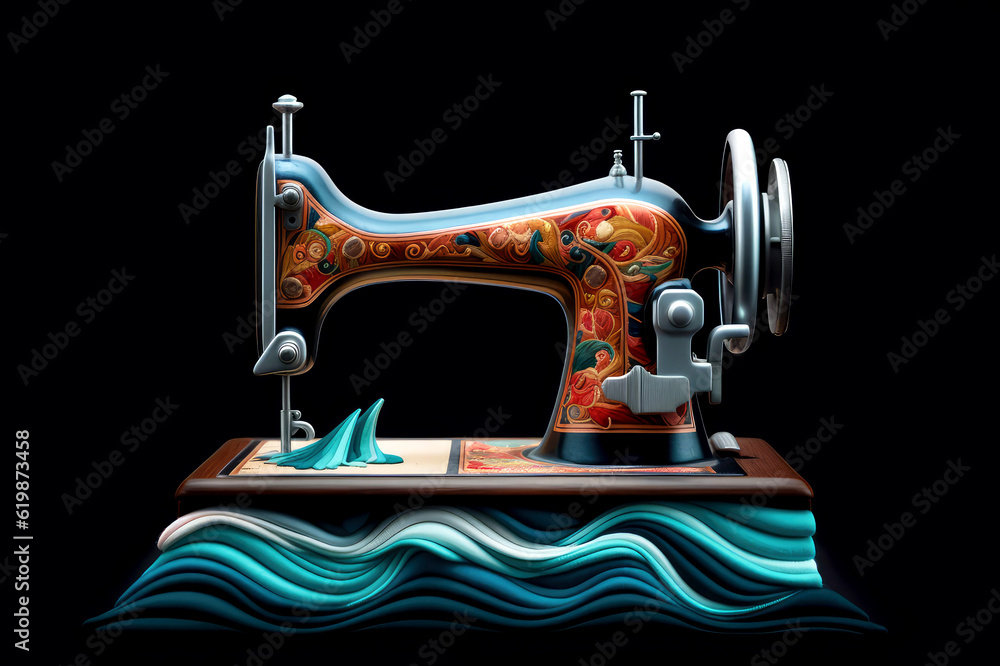 sewing machine on the sea pop surrealism