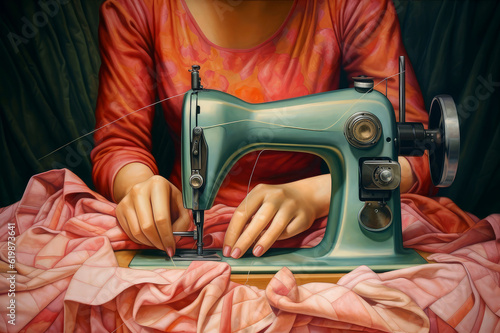 sewing woman, pop surrealism