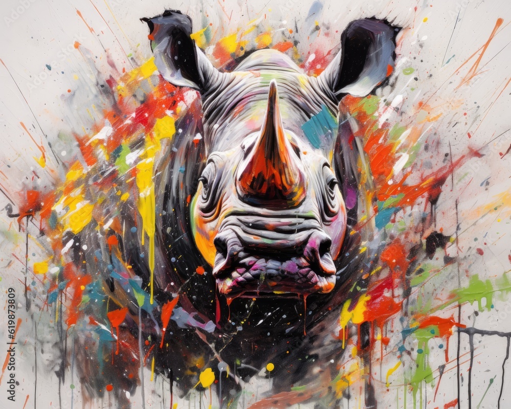 rhino form and spirit through an abstract lens. dynamic and expressive rhino print by using bold brushstrokes, splatters, and drips of paint. rhino raw power and untamed energy rhino form and spirit through an abstract lens. dynamic and expressive rhino print by using bold brushstrokes, splatters, and drips of paint. rhino raw power and untamed energy