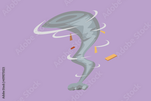 Graphic flat design drawing splash of water vortex and twisted shape. Water whirling image isolated on blue background. tornado of water. Rotating twister logo, icon. Cartoon style vector illustration