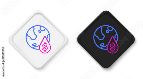 Line Oil drop with dollar symbol icon isolated on white background. Oil price. Oil and petroleum industry. Colorful outline concept. Vector