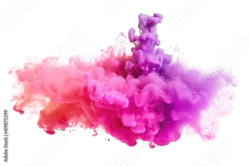 Colorful paint, splash color powder. Explosion of colored powder isolated on transparent background