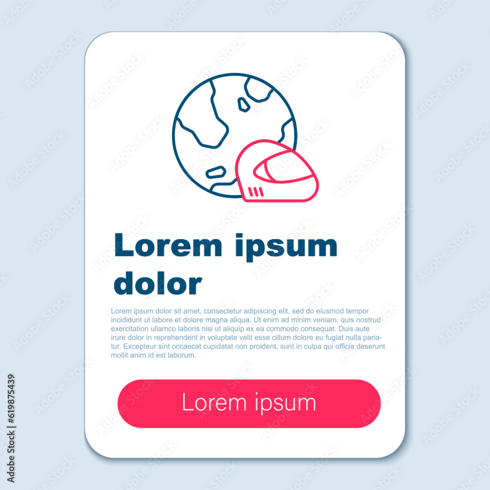 Line Racing helmet icon isolated on grey background. Extreme sport. Sport equipment. Colorful outline concept. Vector Line Racing helmet icon isolated on grey background. Extreme sport. Sport equipment. Colorful outline concept. Vector
