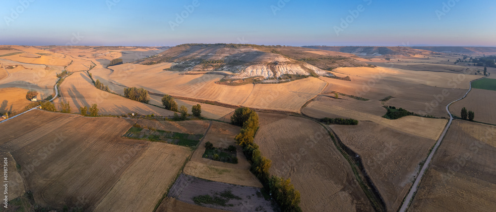 Early morning in the Meseta, a spanish region with crop fields. Spain