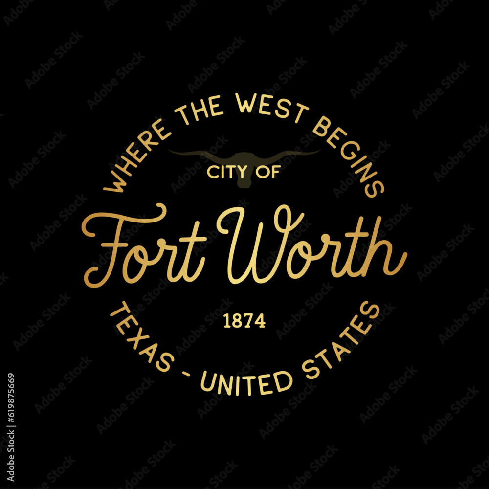 Fort Worth, Texas Vector design template. Fort Worth, Texas logotype. Vector and illustration. Fort Worth, Texas Vector design template. Fort Worth, Texas logotype. Vector and illustration.