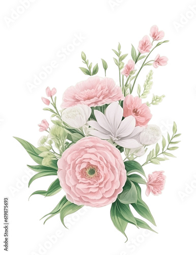 Botanical Blooms  Elegant Floral Illustration on Decorative Background  Artistic floral composition with lilac and pink peonies  perfect for invitations or cards.