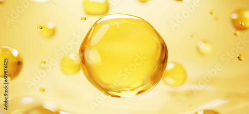Quadro su tela 3D Collagen Skin Serum and Vitamin illustration isolated on soft color background